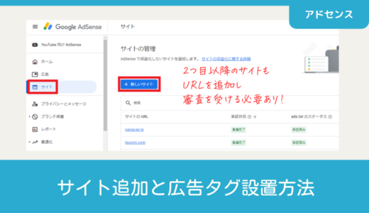 アドセンス｜サイト追加と広告タグ設置方法